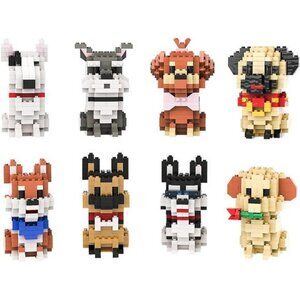 Micro Mini Blocks Dog Series Pets Dog 8 in 1 Animal Model